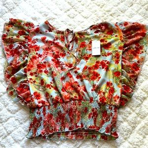 NWT - Willow + Root Floral Ruffle Blouse